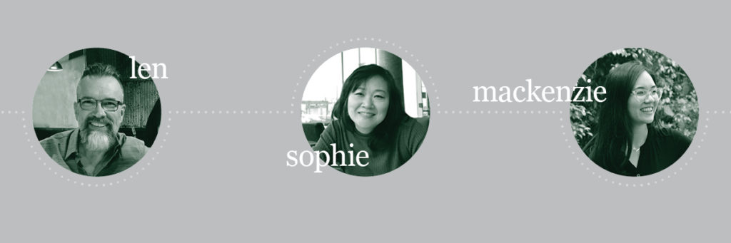 Black and white images of Len, Sophie and Mackenzie